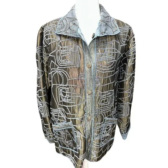Yak Magik Women’s Jacket Embroidered Embellished Metallic Artsy Boho Nepal M/L - Picture 1 of 16